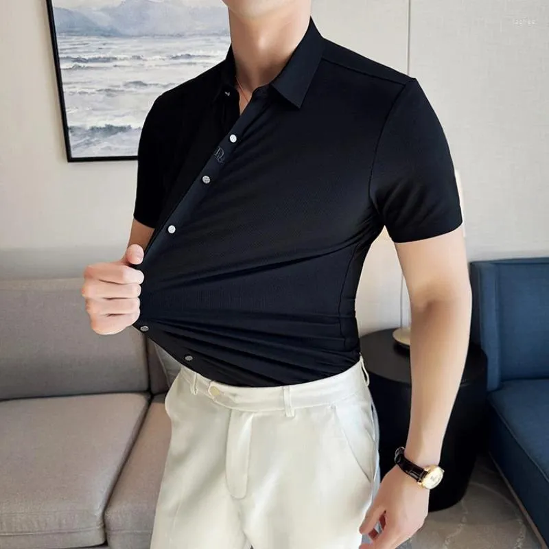 Men's White Dress Shirt - Slim Fit Business Casual, Striped, Short Sleeve,  Embroidered, Summer Work Uniform, Elastic Comfort from Dhgate Men's Dress  Shirts - price 42.16