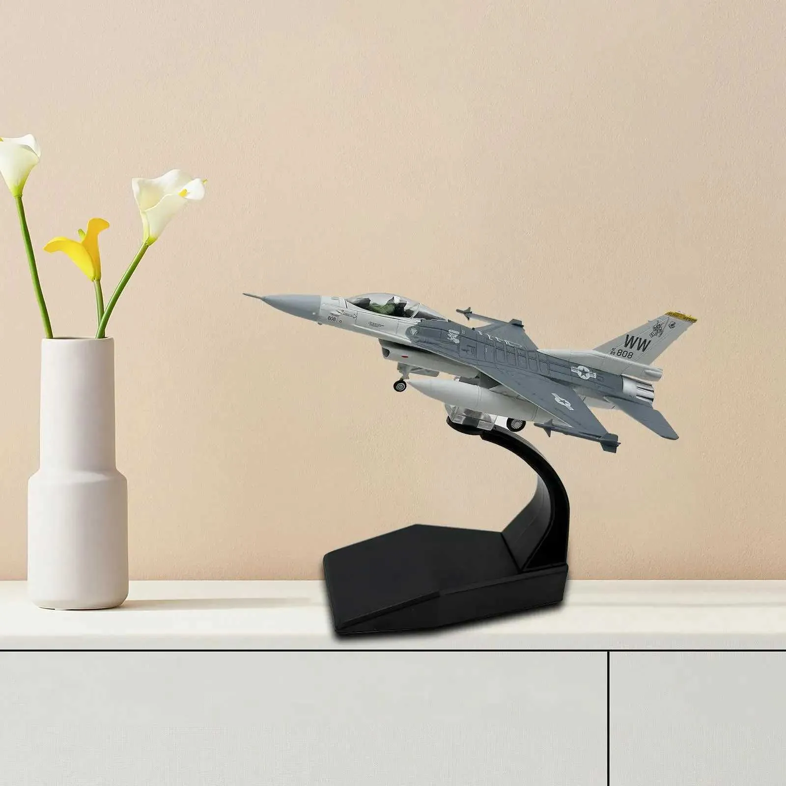 1/100 Scale F16C Fighter High Detailed Diecast Model Airplane Collection Aircraft for Home Bookshelf Bar Living TV Cabinet