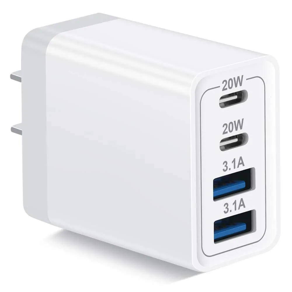 Cargador Carga Rapida Tipo C Cargador USB C De 40 W, Paquete De 2 Adaptadores De Corriente PD Cargador IPhone 20W