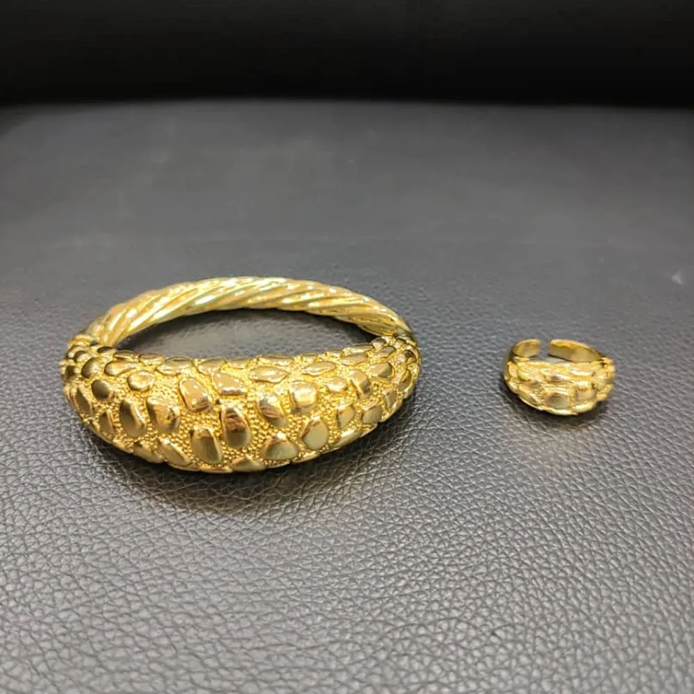 Bracelets Dubai plaqué or bracelets avec anneaux pour femmes nigérian mariée manchette Bracelet femme bijoux de mariage cadeaux