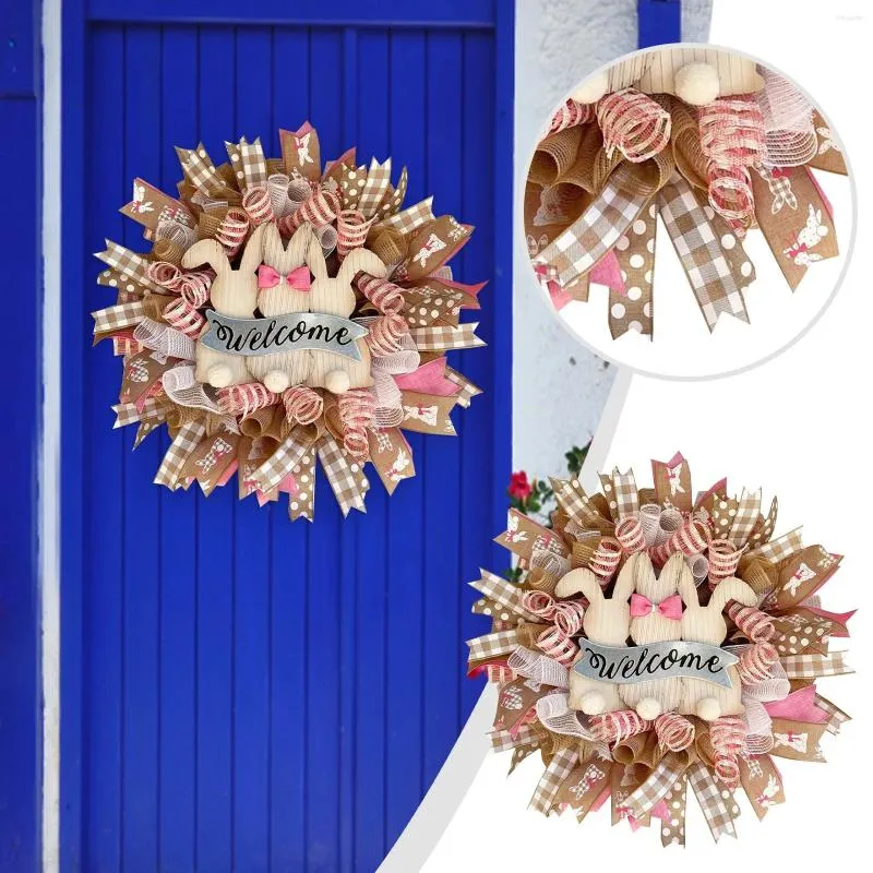 Decorative Flowers Easter Cute Wreath For Front Door With Faux And Eggs Gnome Winter Decoration 2024 Hanging