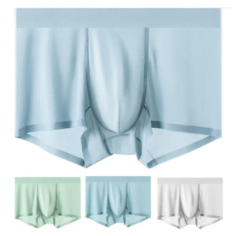 Unterhosen Plus Size Herren Boxer Ice Silk Mid-Rise mit Slim Fit Ultradünne Herrenunterwäsche Elastische Taille Sommerunterhose