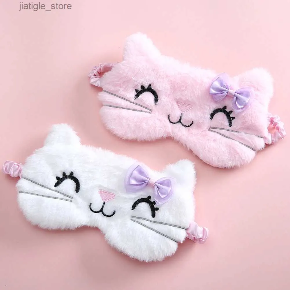 Masques de sommeil Cat mignon Soft Sleep Eye Mask Animal Plux Fabric