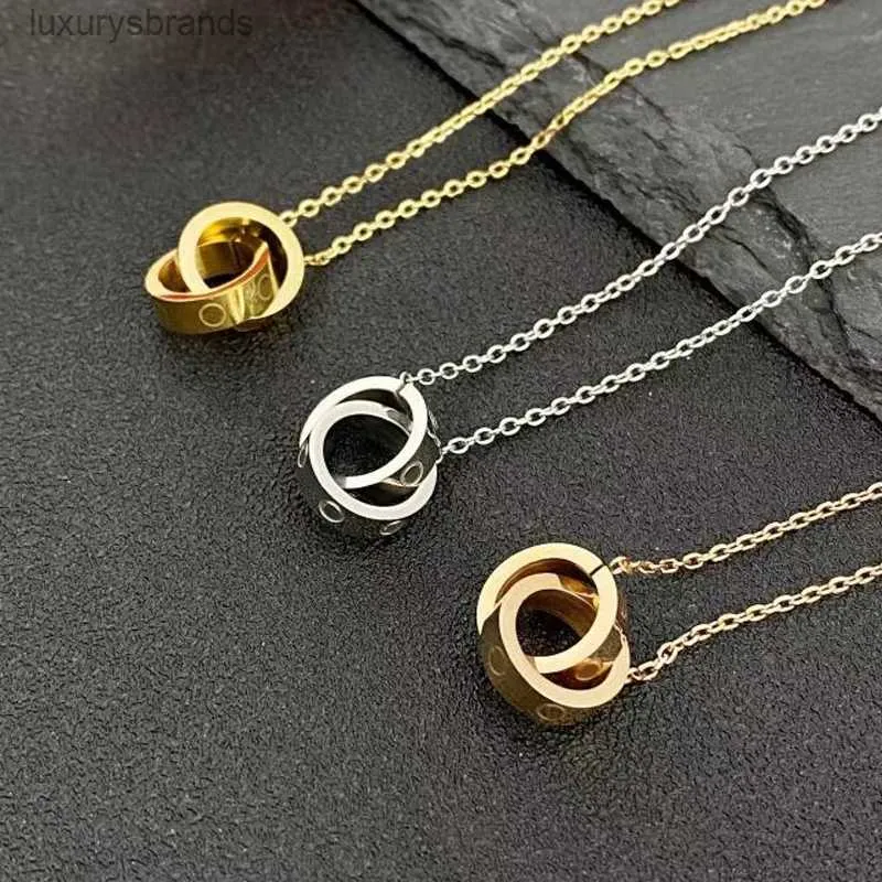 Necklace Designer Neckl Designers Jewelry Gold Sier Double Ring Christmas Gift Cjeweler Mens Woman Diamond Love Pendant Neckls Have