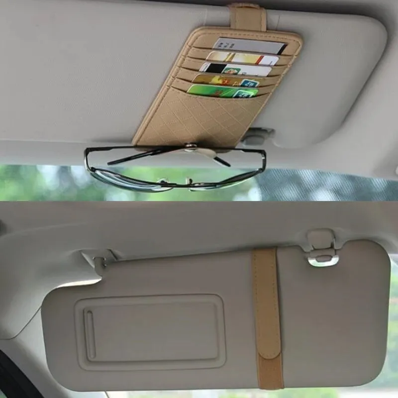 Car Sun Visor Point Pocket Organizer Pouch Bag Card Occhiali Portaoggetti Accessori auto Interni auto