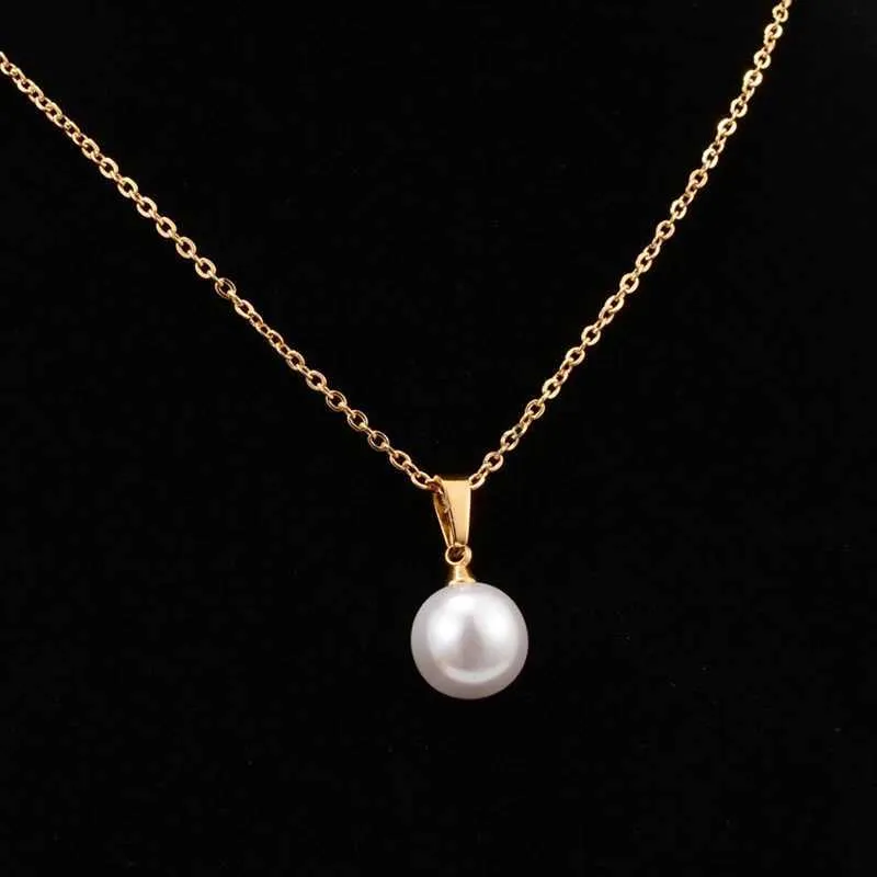 Pendant Necklaces Stainless Steel Chain Pearl Necklace Pendant Women Choker Jewelry Best Gift 240401