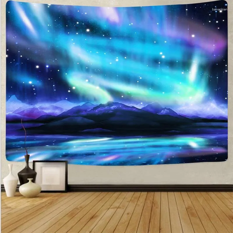 Tapestries Beautiful Sky Nature Tapestry Wall Decoration Dreamy Night Tree Blue Forest Carpet Home Background Pad