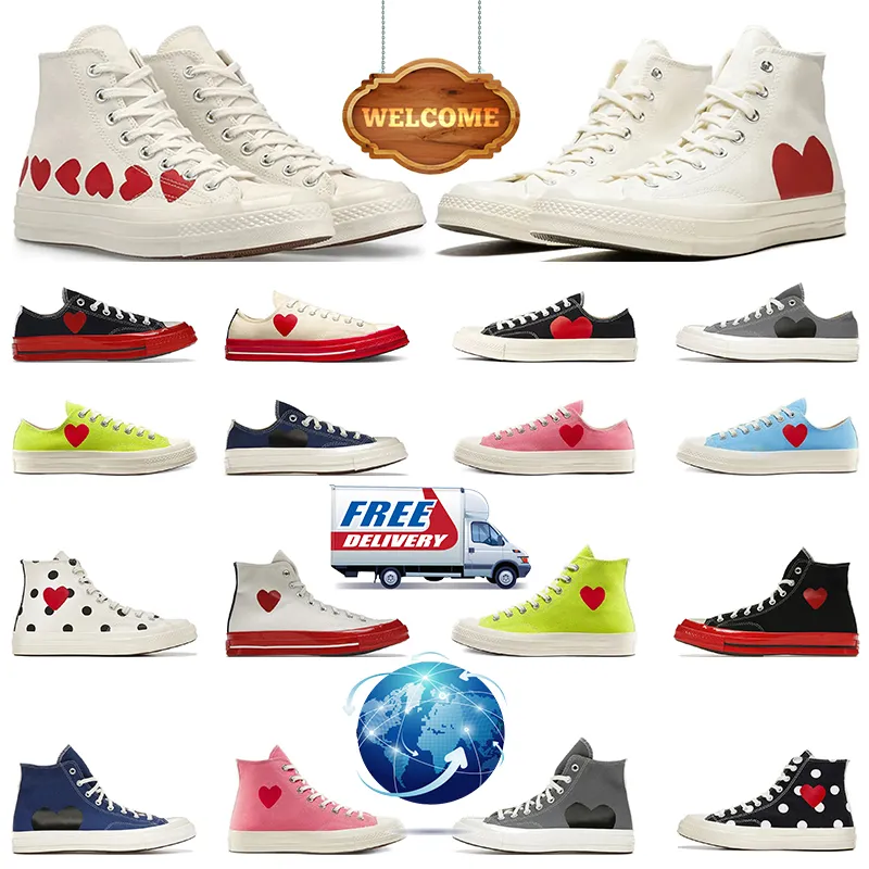 Designer-Freizeitschuhe für Männer und Frauen, Segeltuch, PLAY Grau, niedrig, Play Hellrosa, hoch, PLAY Polka Dot, Schwarz, Hellgrün, Polka Dot, Weiß, Outdoor-Sport-Herren-Sneaker