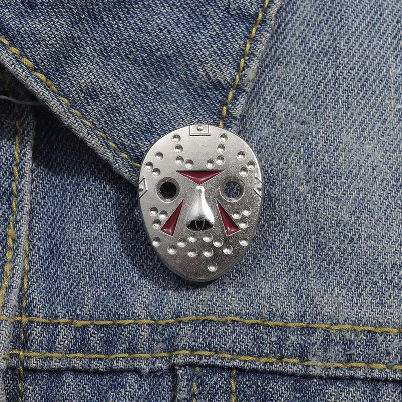 Terror Mask Emamel Pins Fashion Movie Mask Tools Lapel Badge ryggsäck Kläder mode broscher tillbehör gåva till vänner