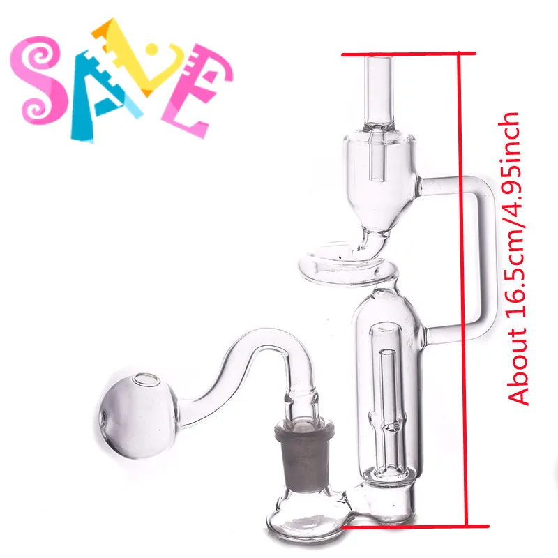 Großhandel Protable Pyrex Thick Mini Recycler Wasser Dab Rig Bong Comb Perc Percolator mit 14 mm männlichem Glasölbrenner Bowl Shisha Wasserpfeifen für Tabak