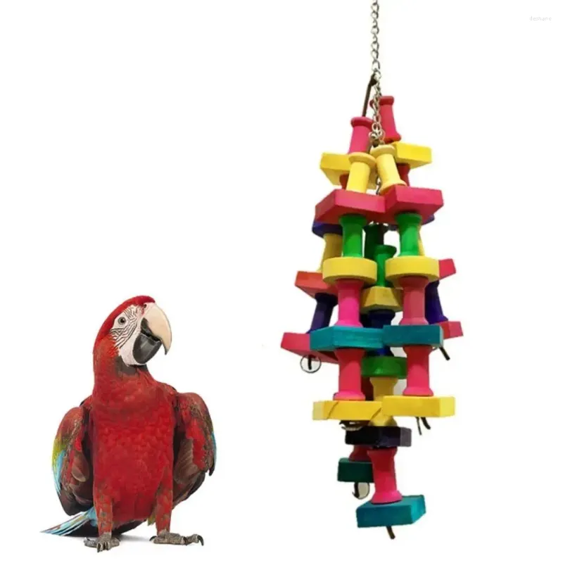 Other Bird Supplies Bite Resistant Chew Toy Parrot Biting Skewers Colorful Cage Hanging Wood Blocks Tearing Toys Climbing