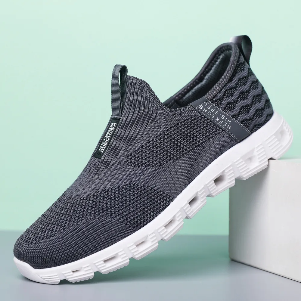 Men Running Shoes Black White Mesh Knit Breathable Classic Comfortable Walking Outdoor Soft Charussures Mens Trainers 40-44