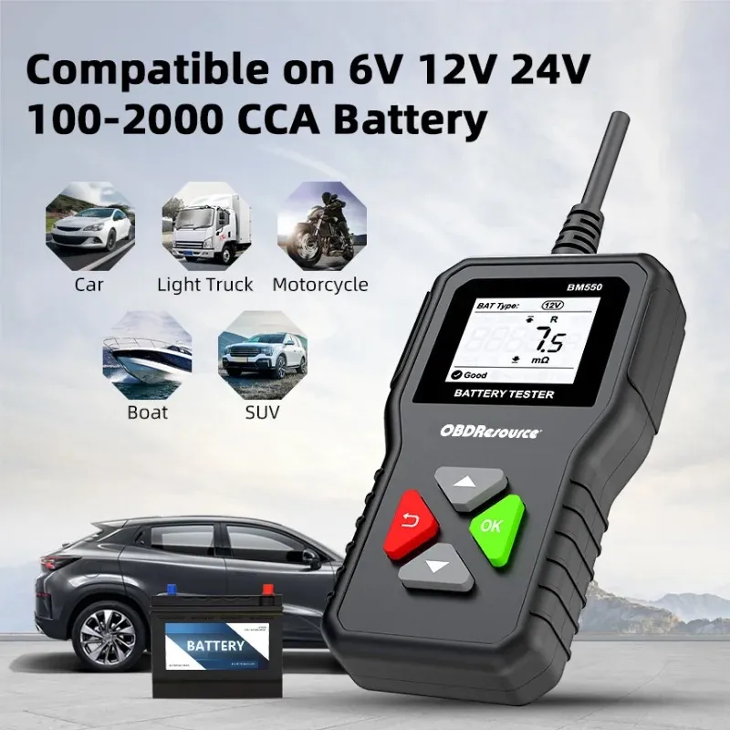 Konnwei batteritestare Car 12V Testning KW210 Laddning Cranking Auto Battery Tester Analyzer Batteris strömspänningskontrollverktyg