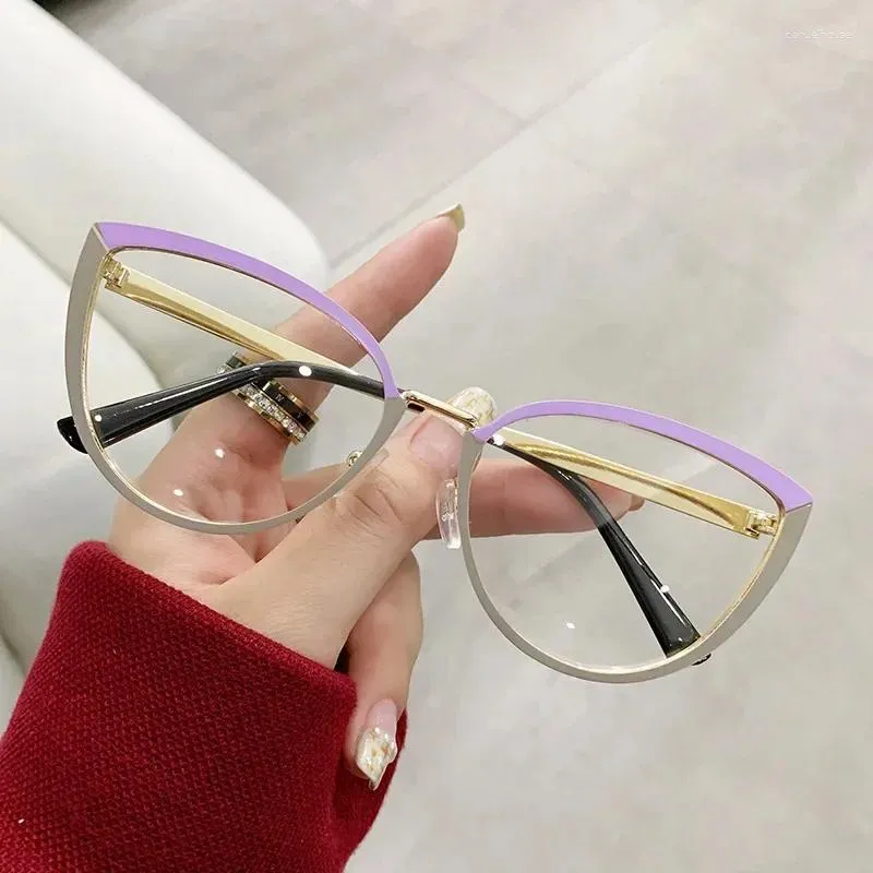 Güneş gözlüğü marka tasarımı retro bayan kedi gözlükleri çerçeve anti mavi ışık bilgisayar gözlükleri kadın moda gözlük