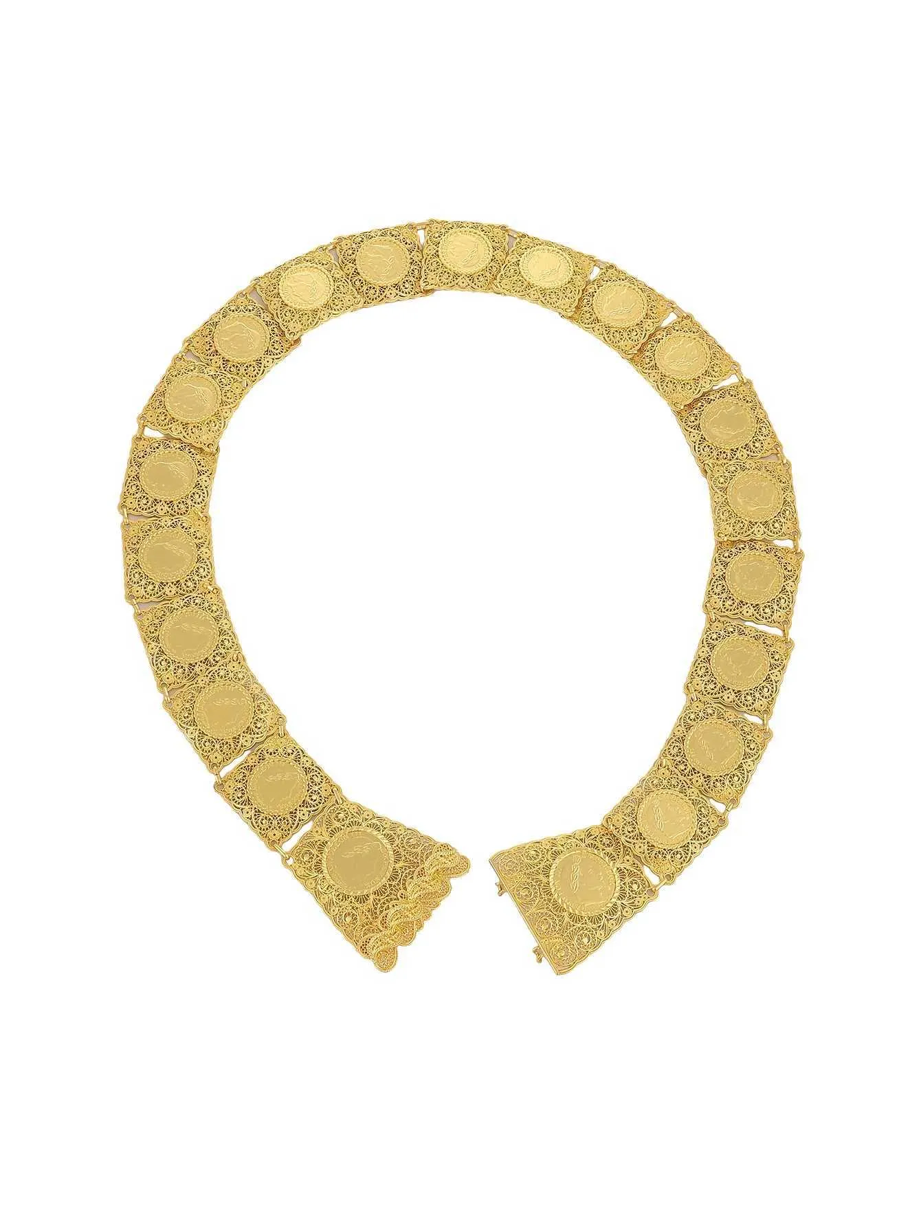 Belts Algerian coin with gold-plated metal handmade exquisite carving of Napoleons head Arab traditional festival bride waist chain jewelry Q240401