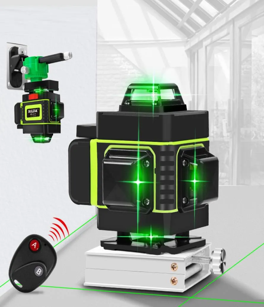 1612 linhas 4d nível de laser linha verde autonivelamento 360 horizontal e vertical nível de laser super poderoso nível de laser de feixe verde 6097384