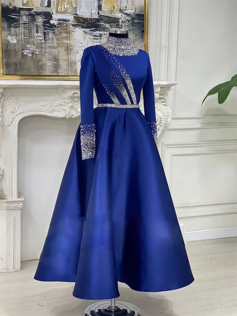 Royal Blue Satin Prom Dress High Neck Long Sleeve Beaded A-Line Floor-Length Formal Gown with Zipper Back from Dhgate Prom Dresses - price 134.98 Royal Blue Satin Prom Dress High Neck Long Sleeve Beaded A-Line Floor-Length Formal Gown with Zipper Back from Dhgate Prom Dresses - price 134.98