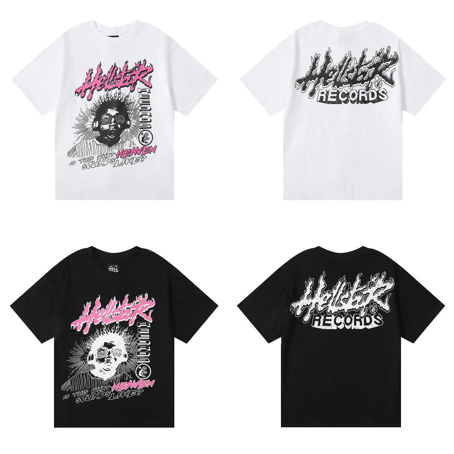 Trendy Hellstar Like Hell Star Teana Sound tryckt dubbel garn bomull Casual kortärmad t-shirt för män och kvinnor9vdww82r