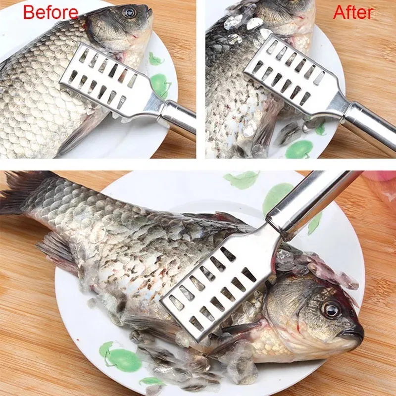 Hifuar Fish Skin Brush Scraping Fishing Scale Brush Graters Fast Remove Fish Knife Cleaning Peeler Scaler Scraper Kitchen Tools- Kitchen fish scraper