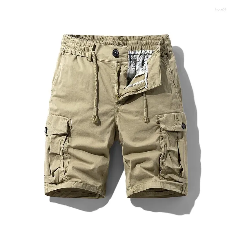 Herren-Shorts, mehrfarbig, Arbeitskleidung, locker, gerade, Kletterhose, lässig, vielseitig, mit mehreren Taschen, Schnürung, kurz geschnitten