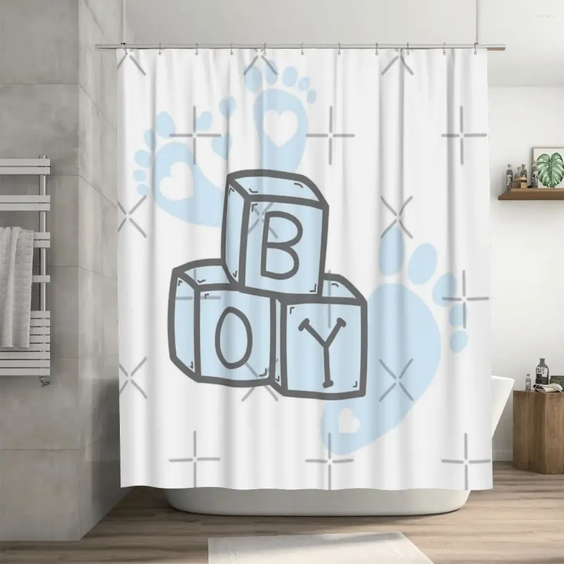 Tende da doccia Baby Boy Babyshower Gender Reveal Tenda 72x72 pollici con ganci Modello fai da te Protezione della privacy