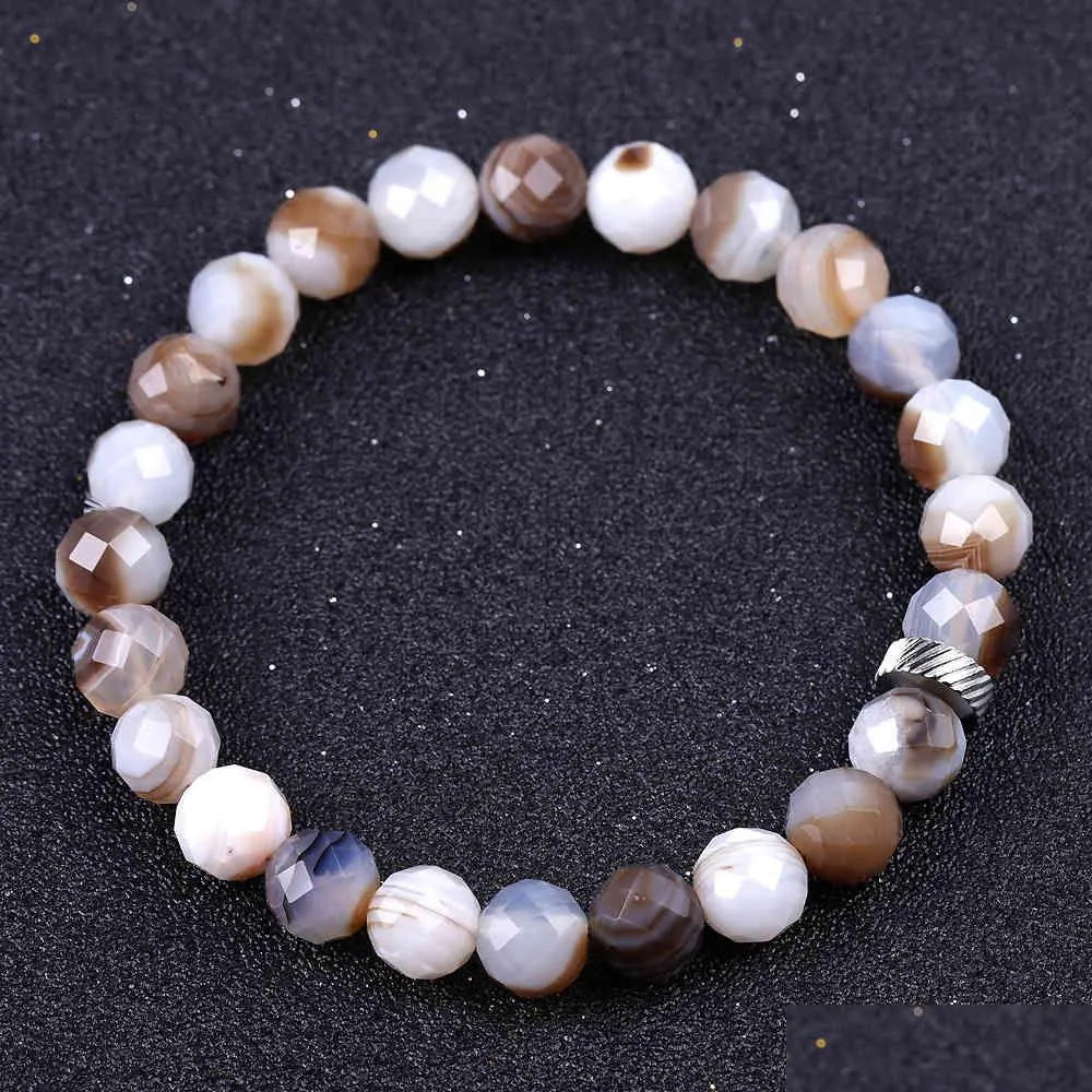 Pärlstav bijoux de mode coupe rayee agate oeil tigre armband tresse armband et flash noirs droppleverans otjpy