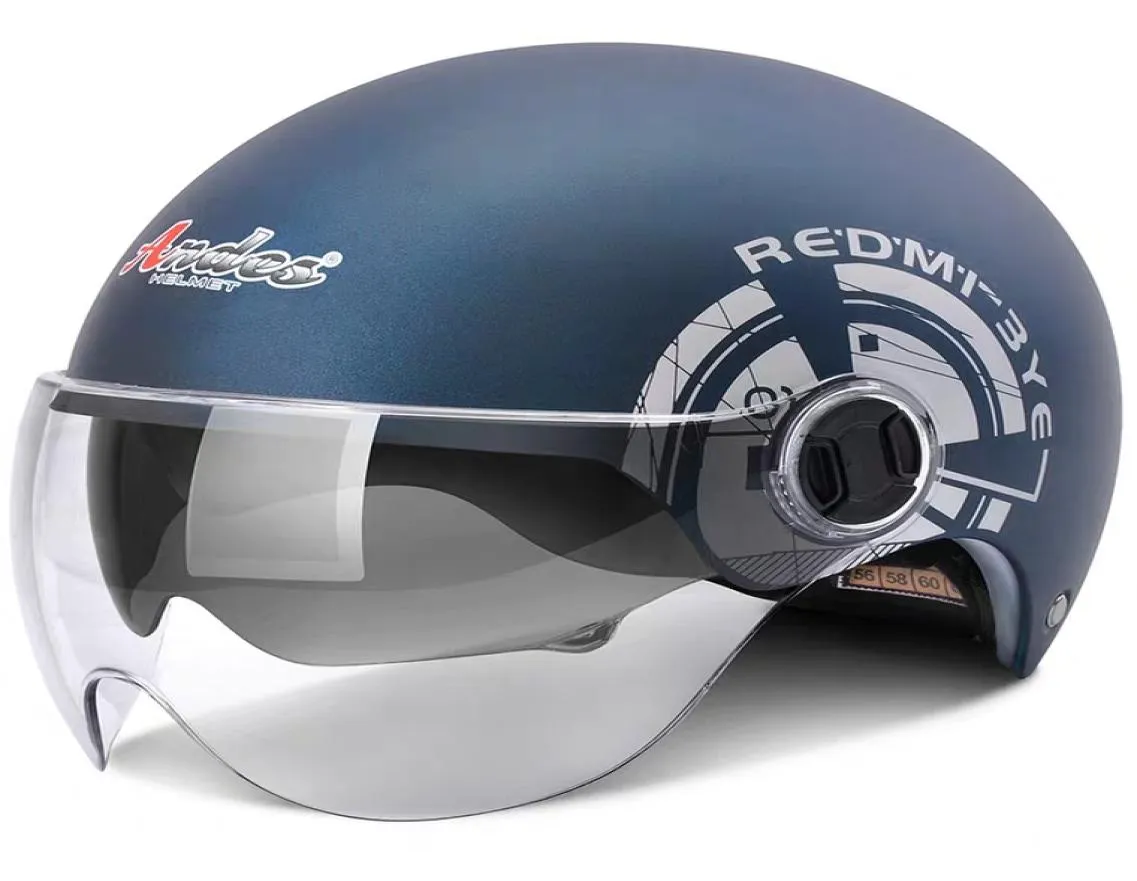 2020 New Average Size Adjustable Scooter Bike Motorcycle Outdoor Sports AntiCollision Helmet Double Lens Half Helmet6622298