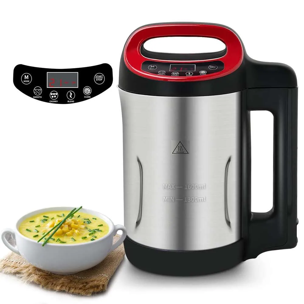 Potlimepan 1,6 L, distributeur multifonctionnel et smoothie 6 en 1, avec panneau de commande intelligent, distributeur de soupe chaude électrique en acier inoxydable, 2 à 5 portions de