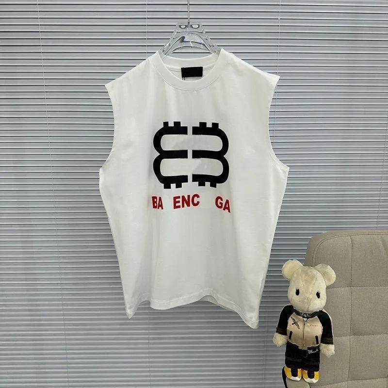 Paris designer summer T-shirt classic 2B letter print luxurious American street loose versatile casual short sleeved pure cotton top sleeveless vest