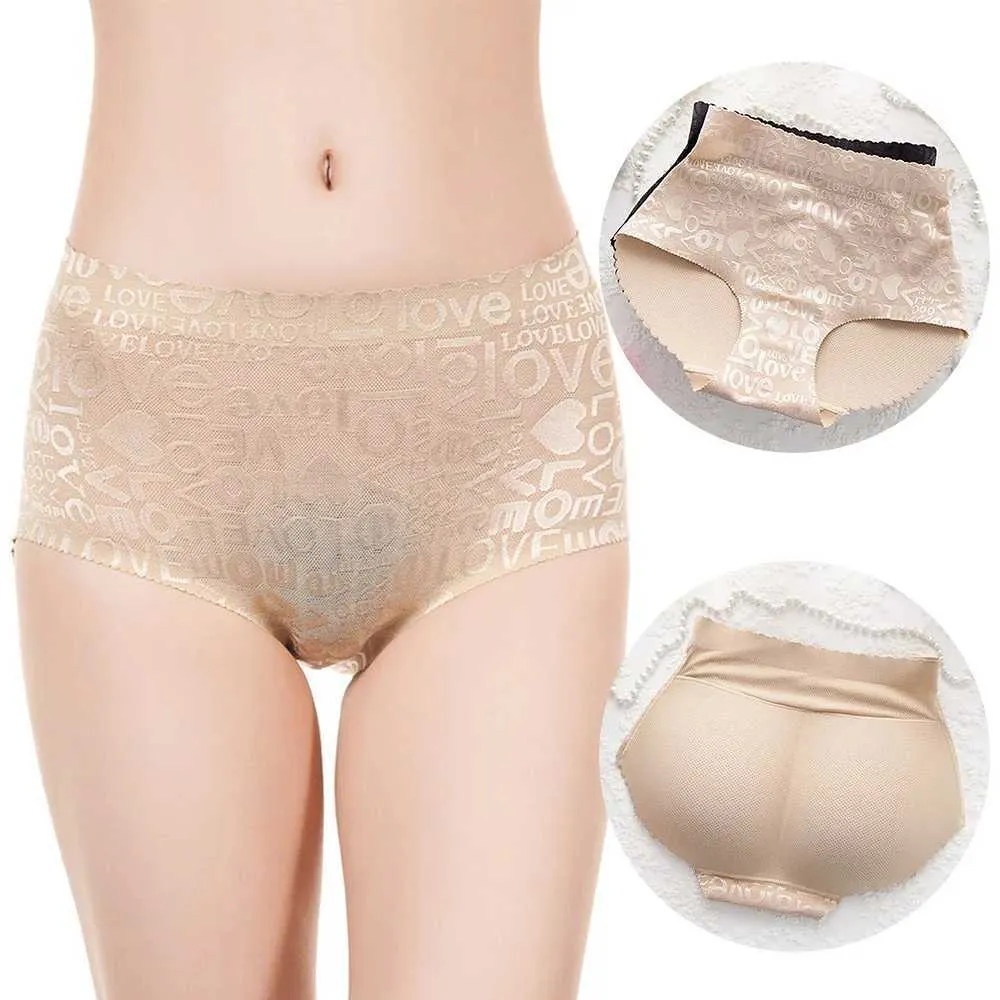 Breast Pad Women Padded Butt Panty Fake Pad Hip Panty High Waist Thick Briefs Push Up Buttocks Pants One Piece Seamless Underwear Panty 240330