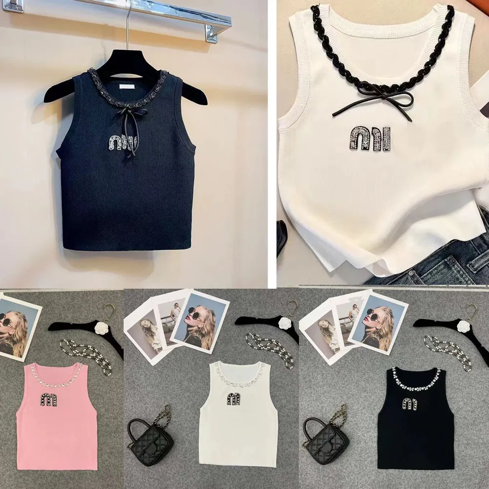 Femmes Knits Tops Slim Croptop Designer Tanks Top Luxury T-shirts Rigiane Sling Tees Veste de mode