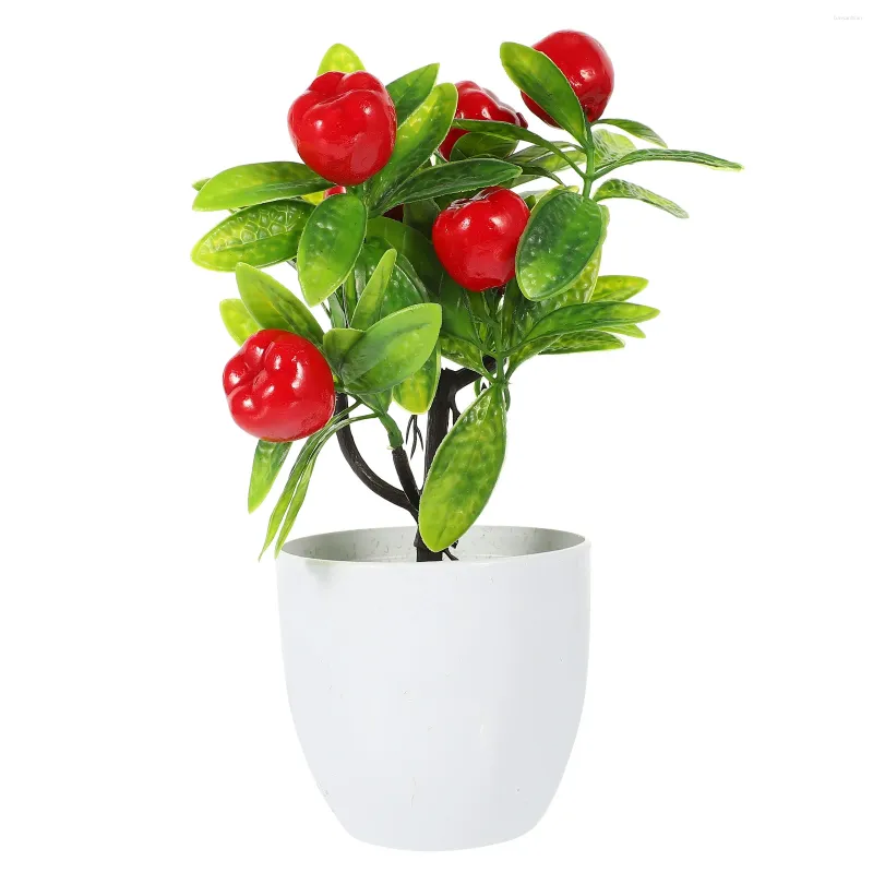 Flores decorativas pequenas plantas falsas peças centrais de casamento verdes artificiais para mesas bonsai de plástico