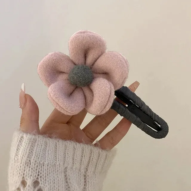 AWAYTR automne hiver peluche fleur pince à cheveux femmes Chic bec de canard pince épingle à cheveux tête arrière pinces à cheveux accessoires de cheveux pour les filles