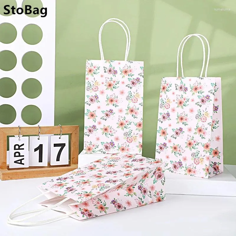 Gift Wrap StoBag Fashion Floral Bag Rose Print Holiday Packaging Wrapping Candy Chocolate Snack Desserts Cookies Birthday Party