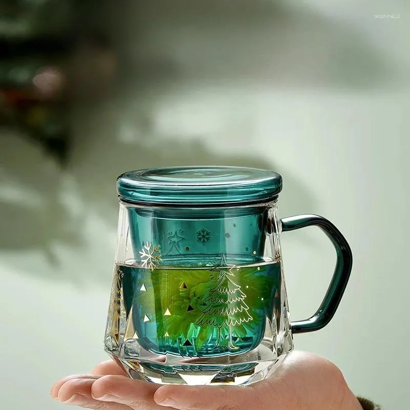 Wine Glasses Glass Tea Water Separation Flower Teacups High Appearance Level Heat-resistant Mug Office Women's Simple Household