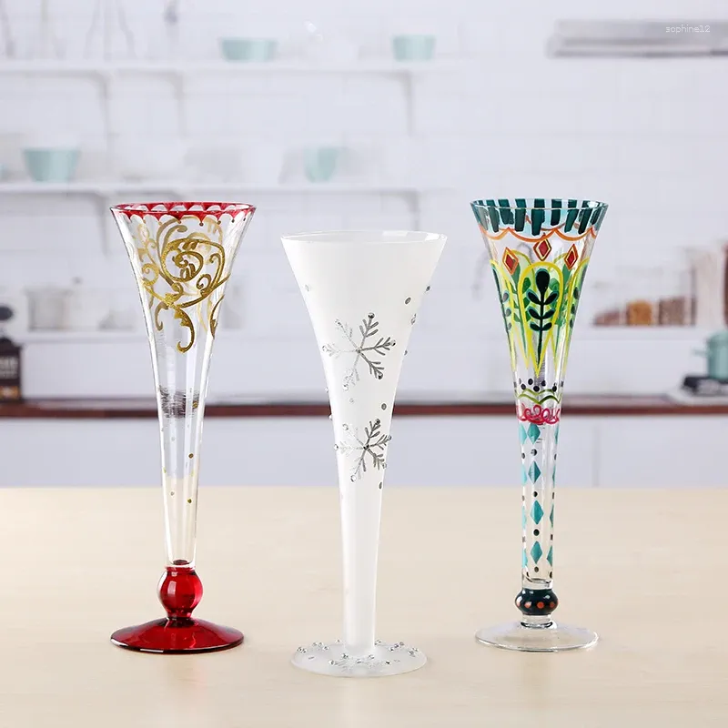 Vinglas 1 stycke Lead Free Creative Hand-Painted Glass Cocktail Champagne Bar Set Cup Multi Style Hushållsfest