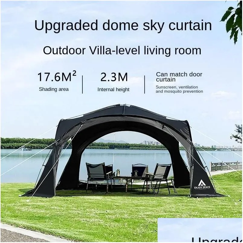 Tendas e abrigos Yousky Outdoor Tent Preto Revestido Zipper Dome Canopy Cam Sunshade Sun Protection Pavillons Drop Delivery Sports Outd Otinb