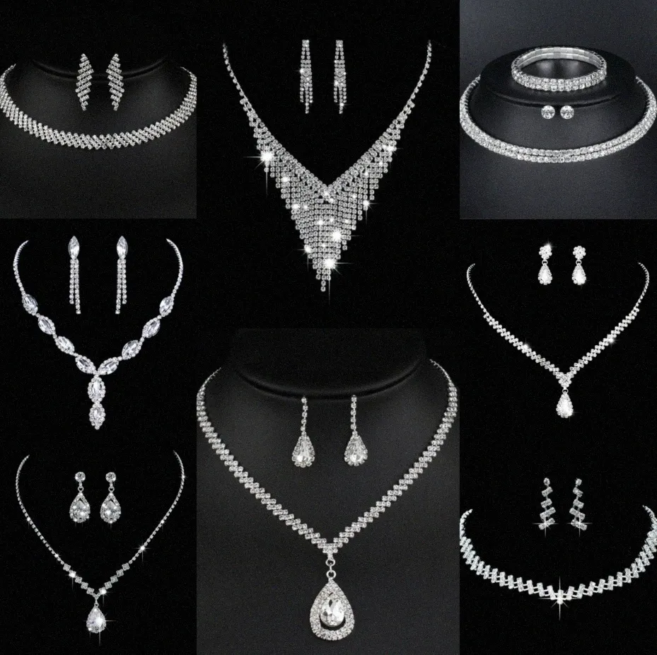 Ensemble de bijoux en diamant de laboratoire précieux, collier de mariage en argent sterling, boucles d'oreilles pour femmes, bijoux de fiançailles, cadeau T4Us #