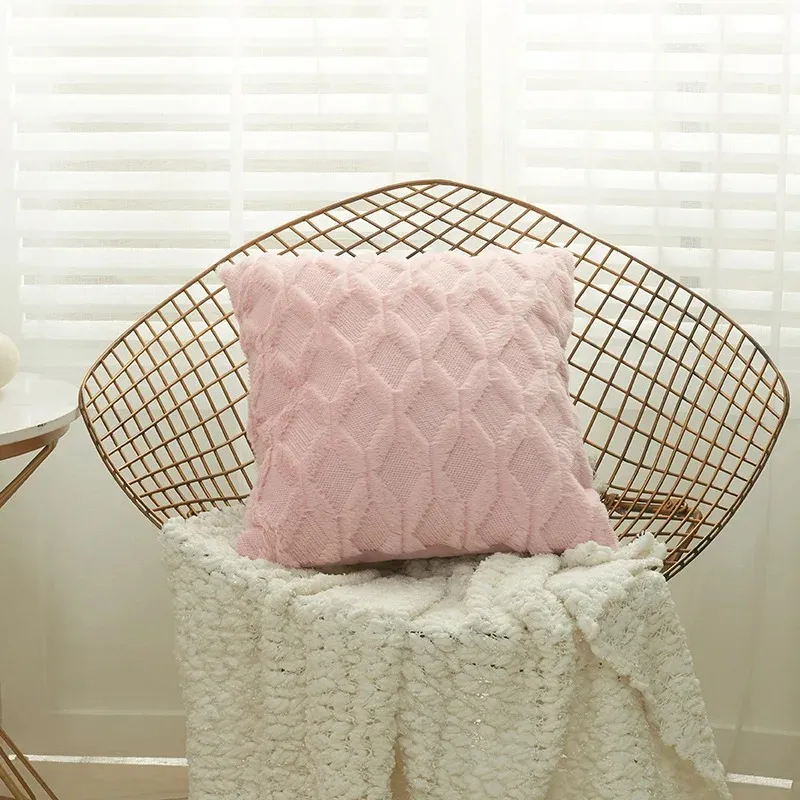 3D菱形のぬいぐるみ枕カバー幾何学的な装飾投げ枕ケースソフト居心地の良いベッドソファソファクッションカバー