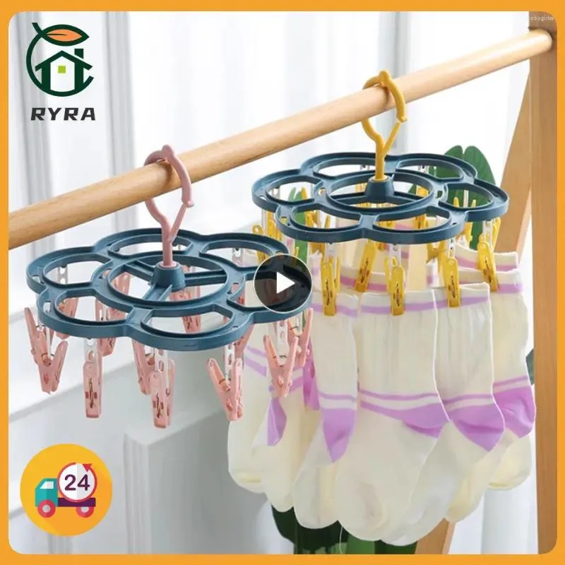 Cabides 16 clipes cabide de roupas crianças adultos secador à prova de vento meias roupa interior rack de secagem organizador cremalheiras de lavanderia doméstica