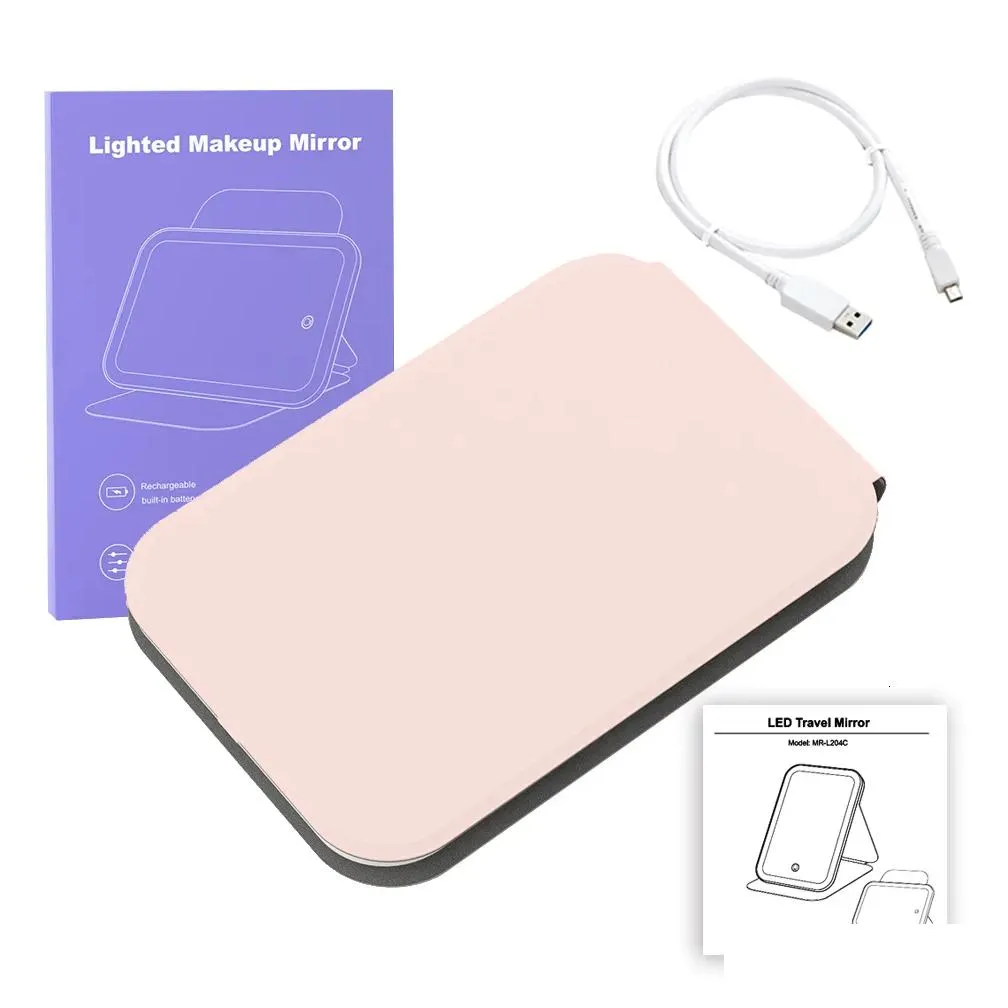 Specchi compatti Trucco USB Led con luci Rosa 360 Portatile pieghevole Smart Travel Make Up Specchio da tavolo Cosmetic Vanity Miroir Drop Dhxhv