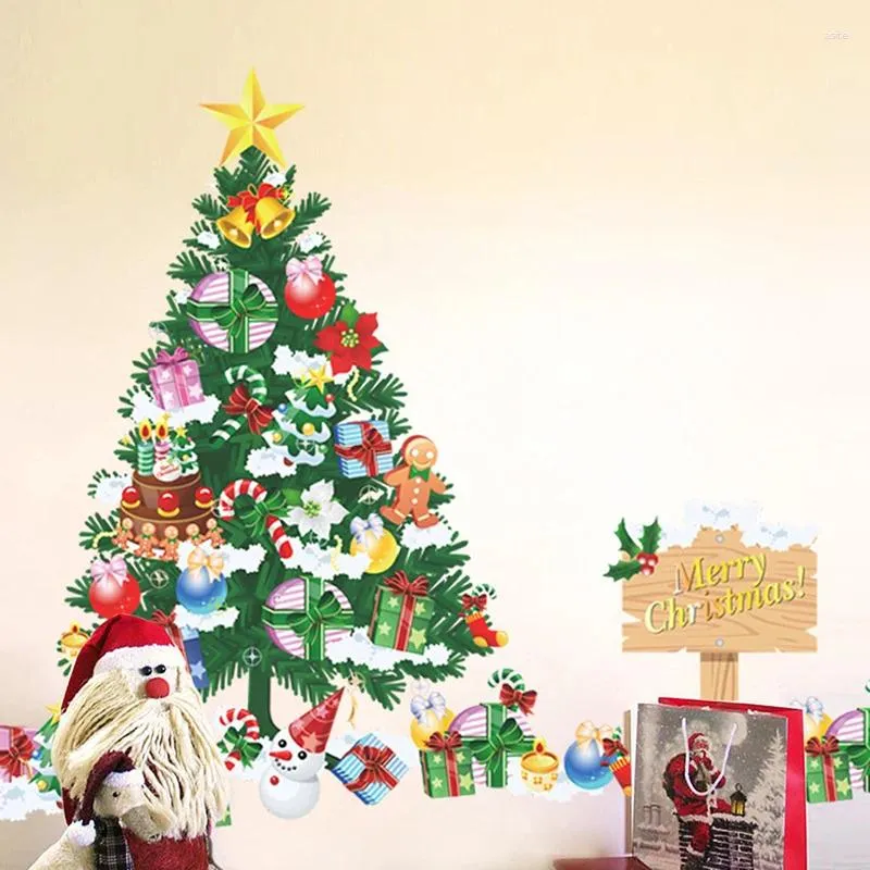 Наклейки на стену, рождественские принадлежности, снежинка, веселый снеговик, носок, наклейка, декор окна