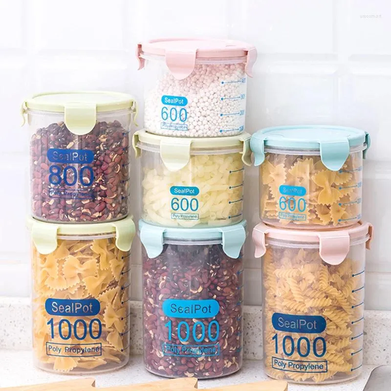 Bouteilles de stockage scellées pour grains entiers, boîte en plastique transparente de qualité alimentaire, conteneur scellé, Pot