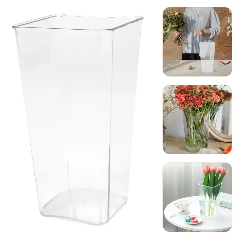 Vases Vase Seau de fleurs fraîches Acrylique Support de réveil Pot Hydroponique Conteneur de plantes blanches