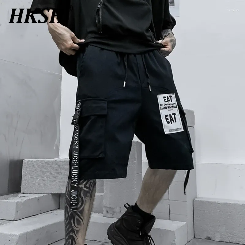 Мужские шорты HKSH, летние модные темные карманы, уличная рабочая одежда, прямые короткие брюки, капри с буквенным принтом, японский панк HK0677