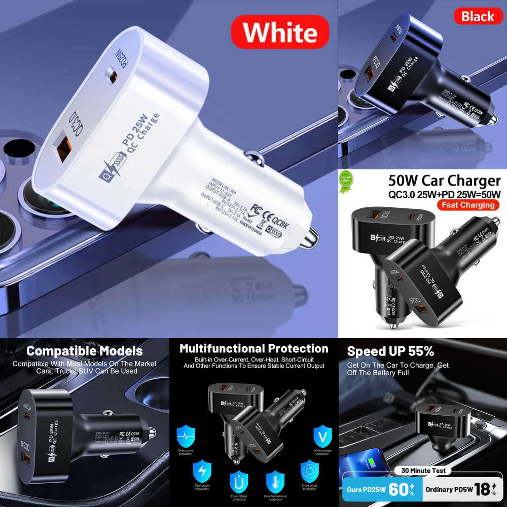 2024 25W PD Qc3.0 USB Typ C Auto Ladegerät Handy Schnelle Ladegerät Adapter Telefon Ladegerät Für Samsung Xiaomi Huawei