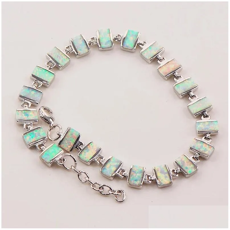 Armreif Weißer Feueropal 925 Sterling Silber Armband 7.5Add0.5 P87 Drop Delivery Schmuck Armbänder Dhgtm