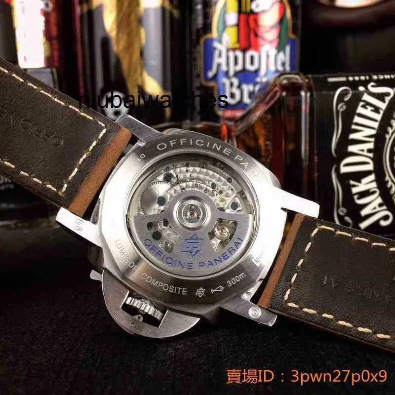 Hochwertige Herrenuhr, hochwertiges Designer-Saphirglas, 47 mm, 16 mm, erste Schicht, Rindslederarmband mit Schnalle, vollautomatisch, mechanisch, Qcux