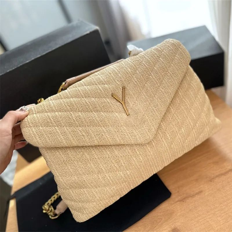 2024 Woman Straw Shouder Bags Lou Puffer Designer Bag Fashion Chain Bags Luxury Handbag Envelope Purse Summer TOP