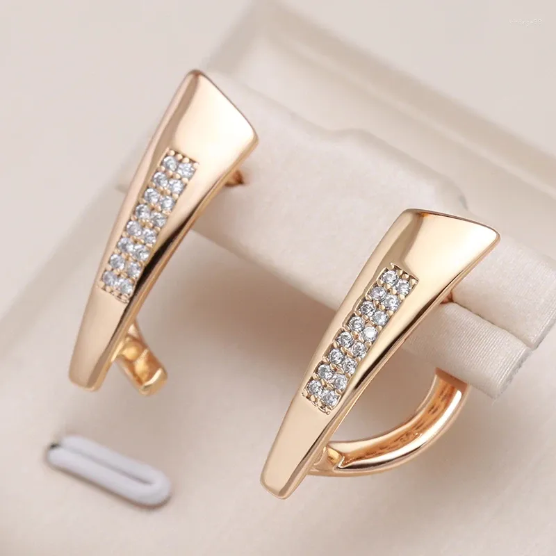 Dangle Earrings Kinel Trendy 585 Rose Gold Color Drop for Women Fine Vintage Jewelry Natural Zircon لمسة واحدة